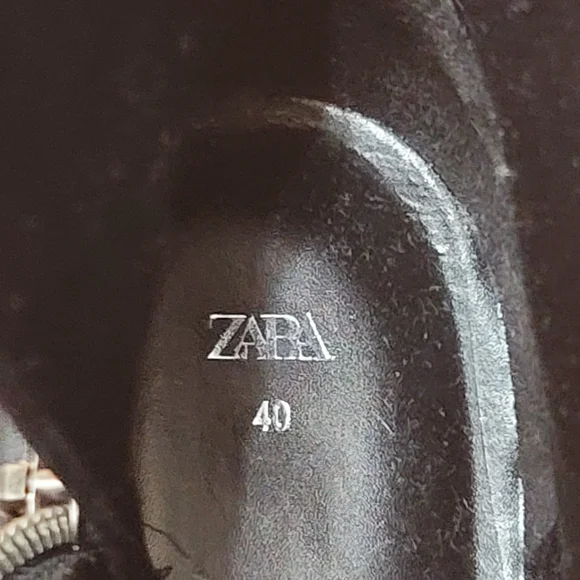 Zara Black Canvas Women's Combat Boots Chunky Heel Lace-up Zip-up Sz40 (US Sz9) - Picture 14 of 16